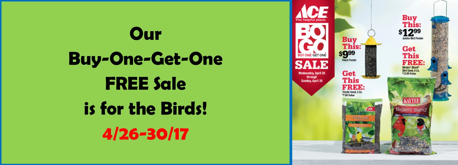 Buy One Get One Bird Seed through 4/30/17