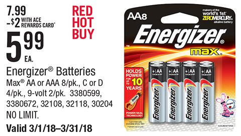 March Energizer Red Hot Buy