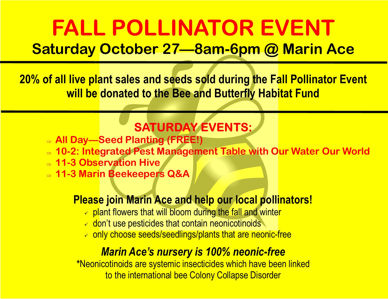 Fall Pollinator Event Saturday