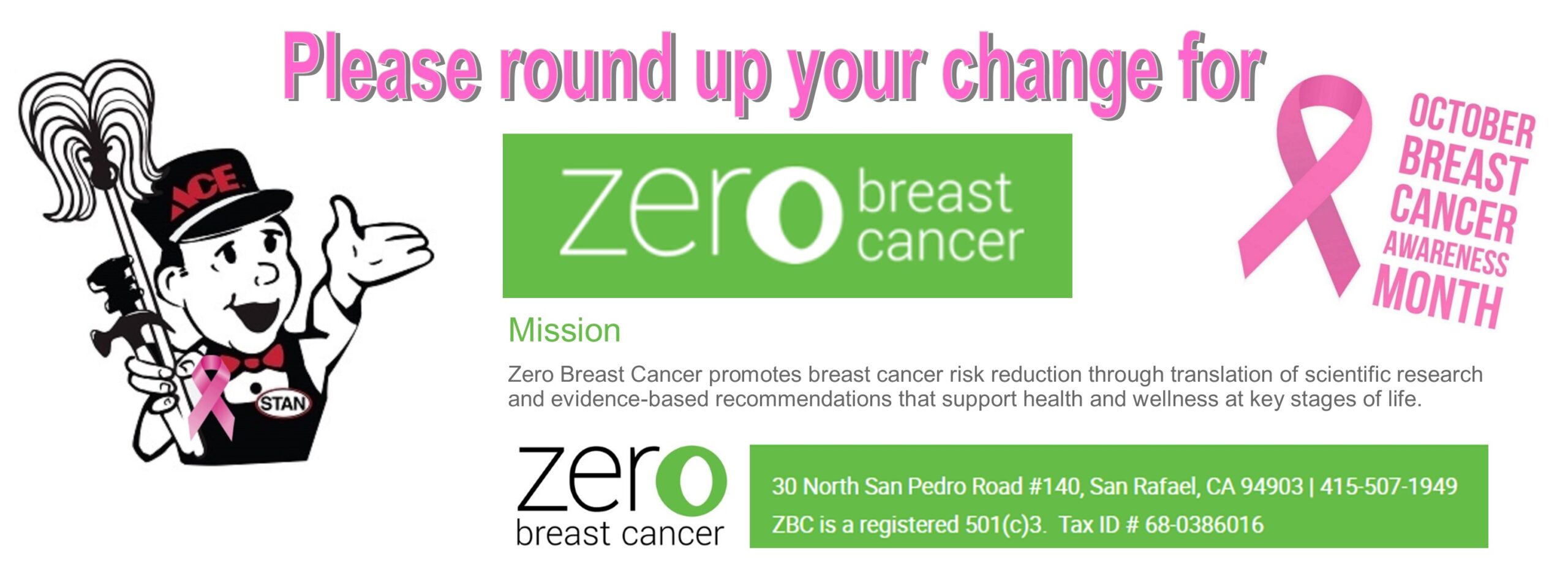 Donate your change to Zero Breast Cancer